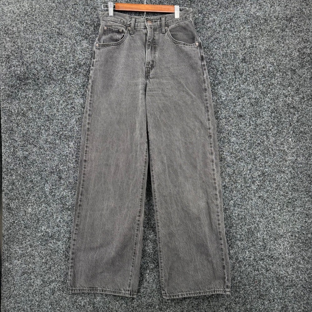 Levis Cinch Baggy Jeans W27 L33 Washed Black Wide Leg High Rise Denim 001UP-0003